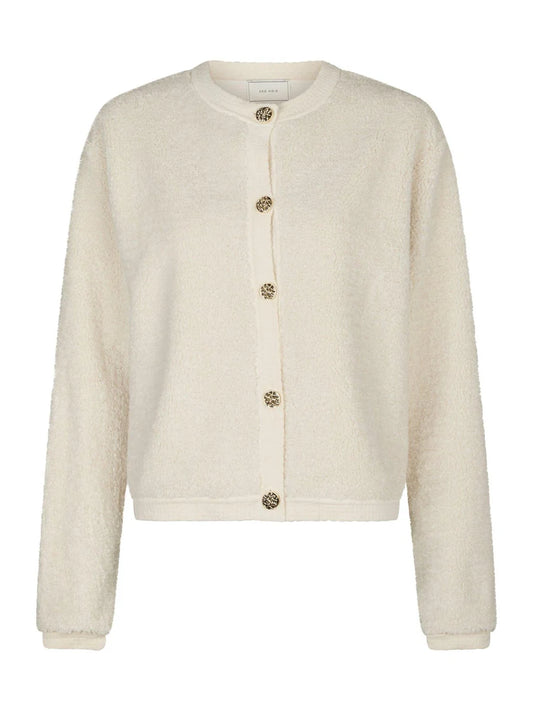 Limo Fluffy Knit Cardigan Creme