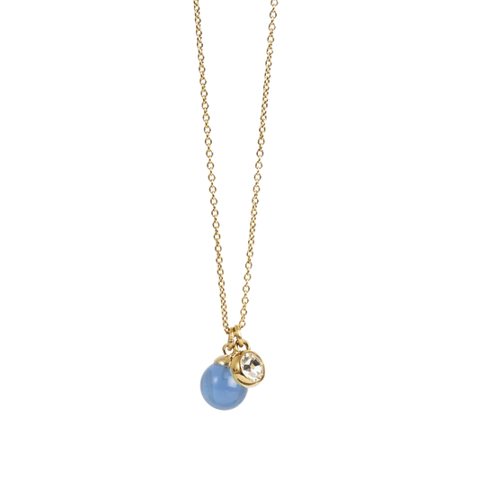 Kort kjede med glasskule, blue - Pure Steel