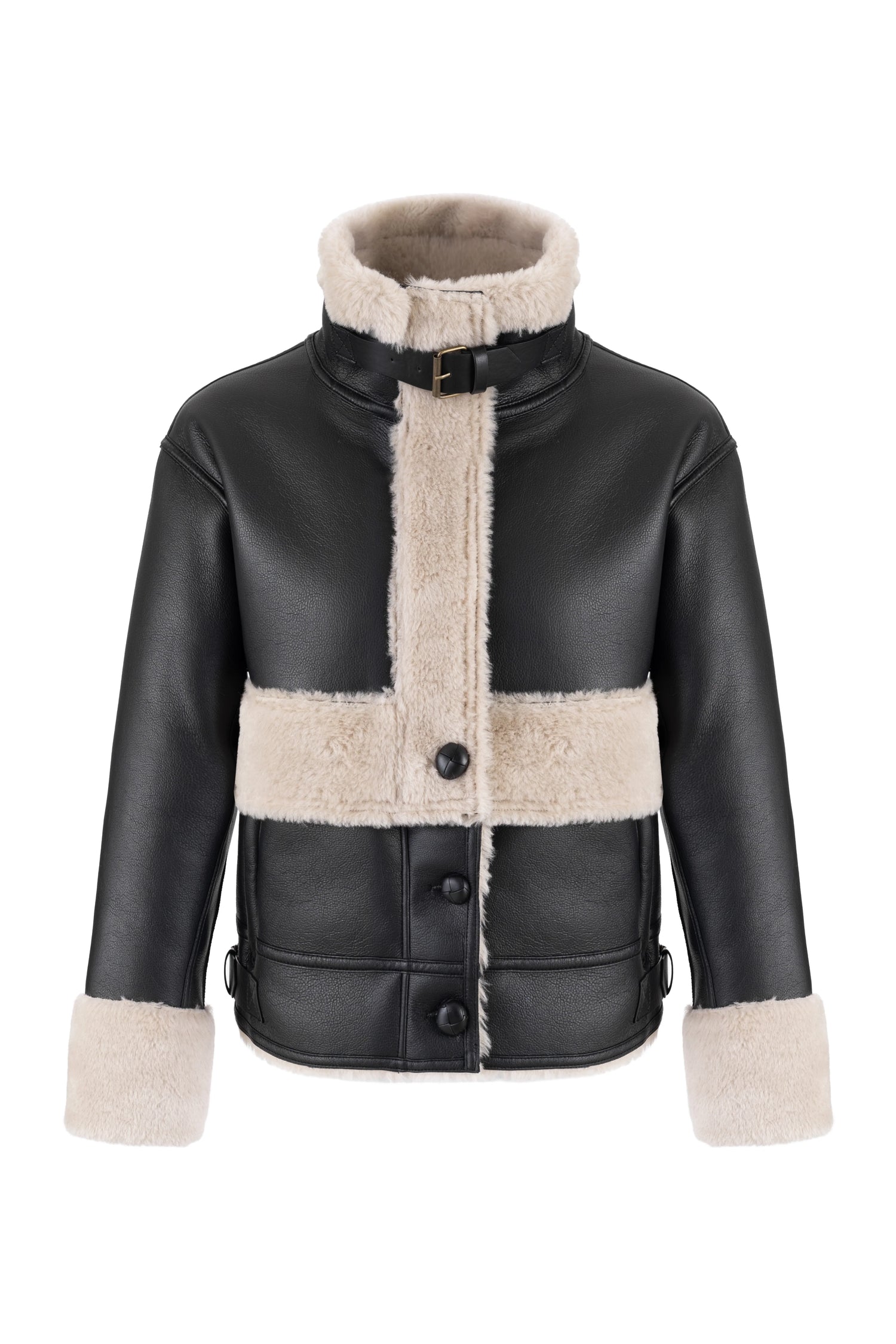 PU Bonded Fur Black/biscuit