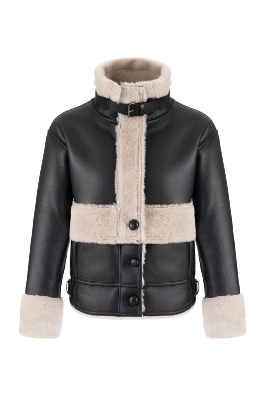 PU Bonded Fur Black/biscuit