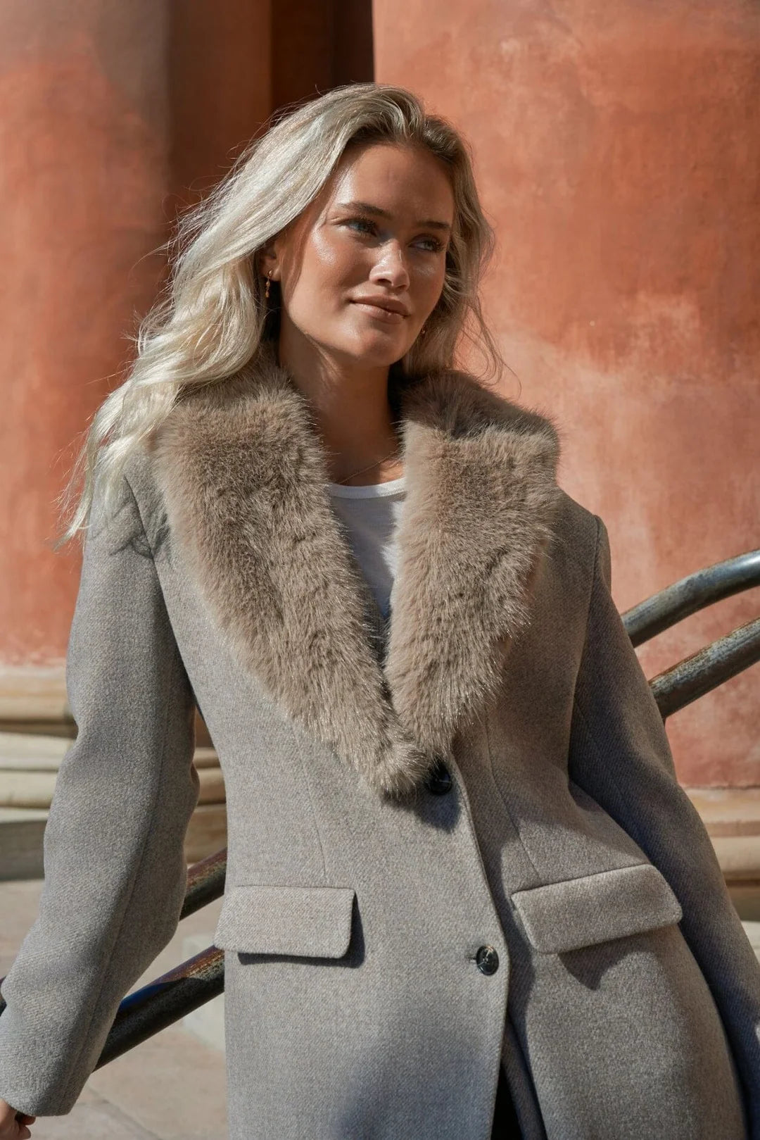 Corina Herringbone Twill Coat