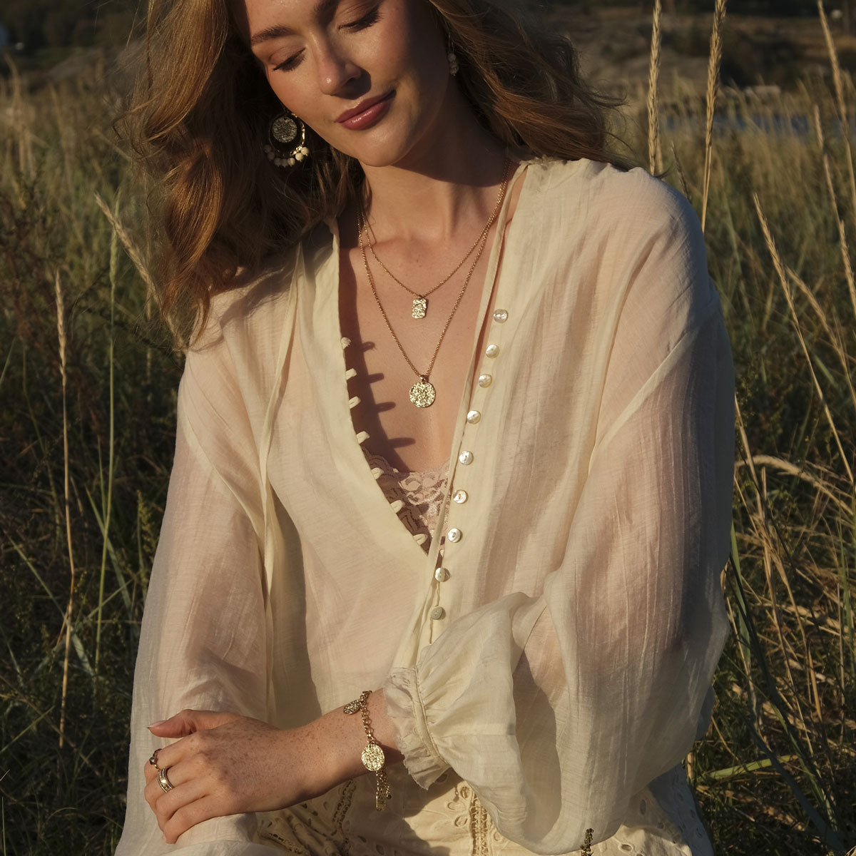 Solstice Gold round necklace