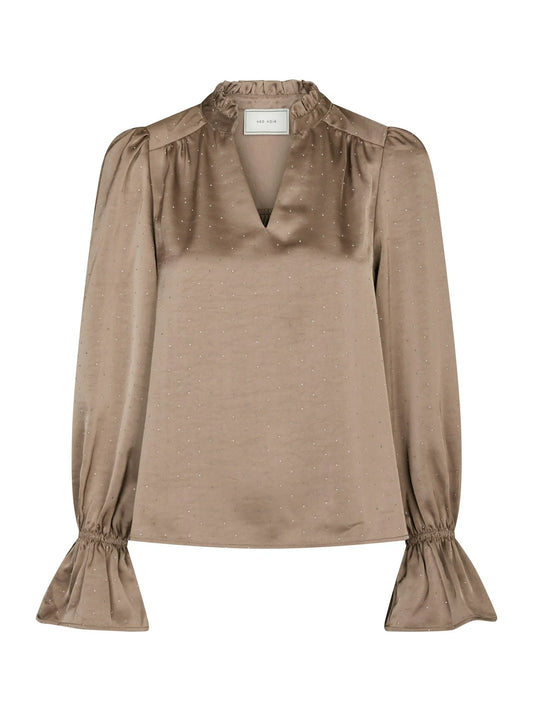 Amara Heavy Sateen Bedaz blouse Dark Taupe