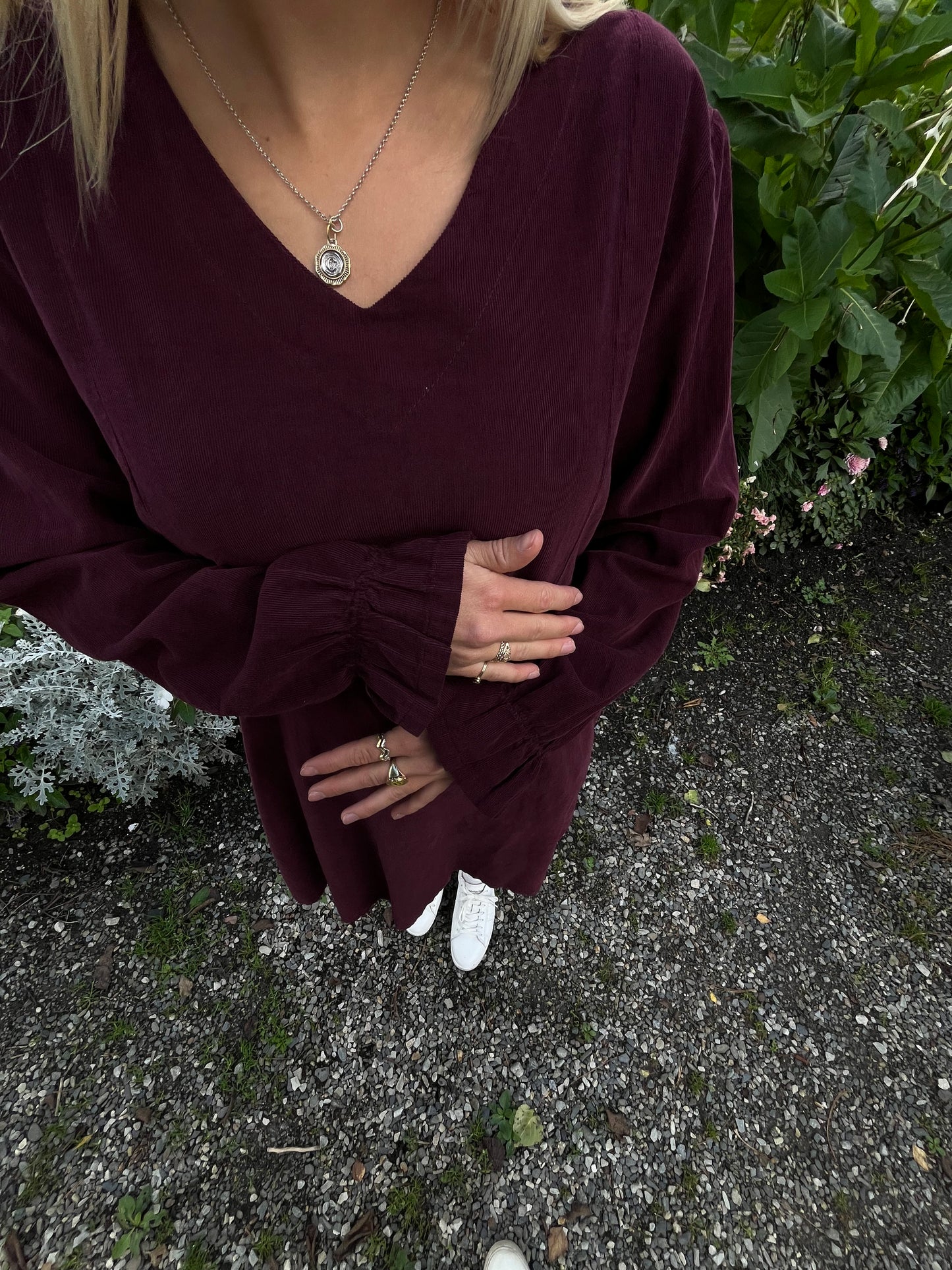 Cordkjole smal modell Burgunder