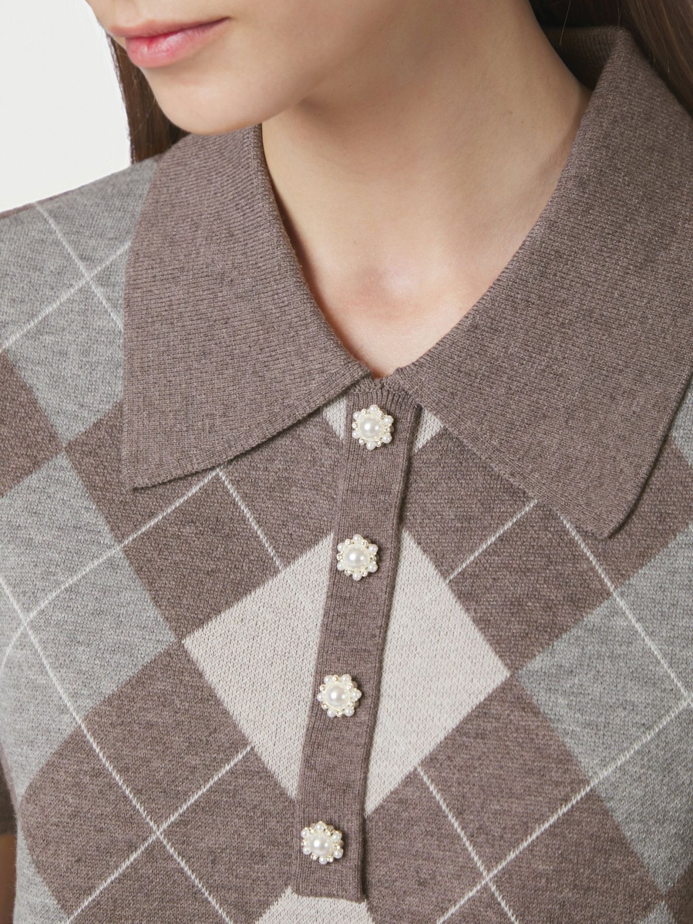 Gia check knit bouse