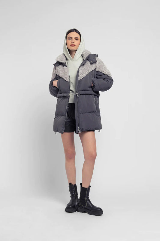 Padded Coat-Slate