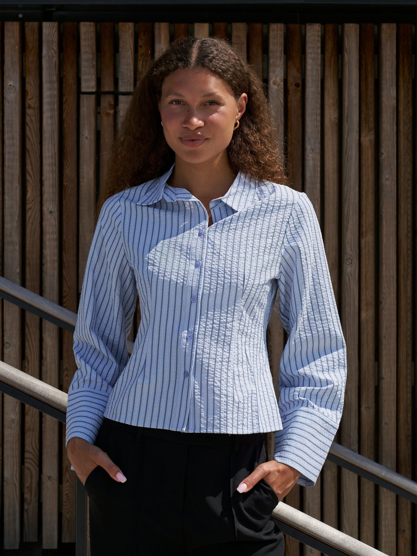 Rosa striped crepe shirt
