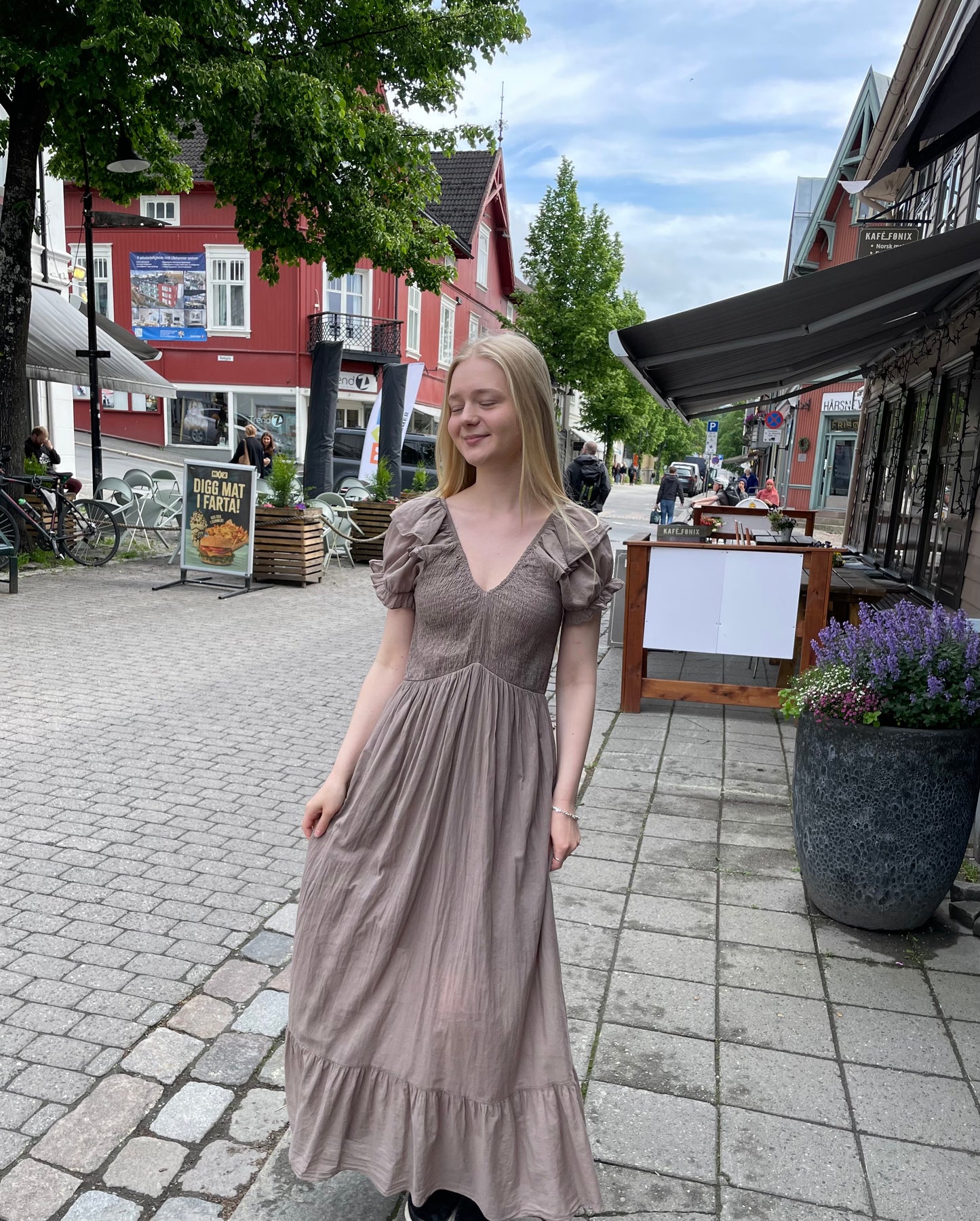 Taupe Smock Dress