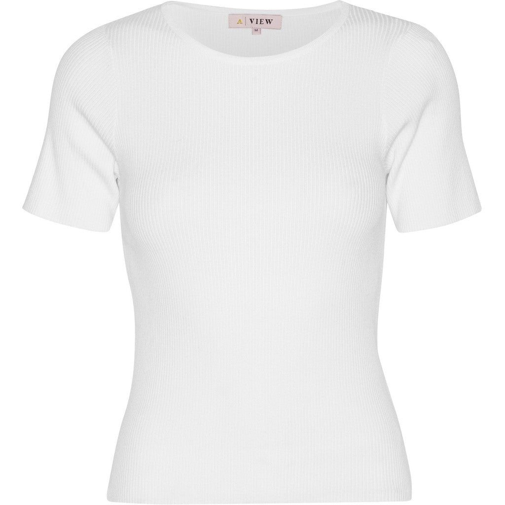 Rib knit short sleeve top