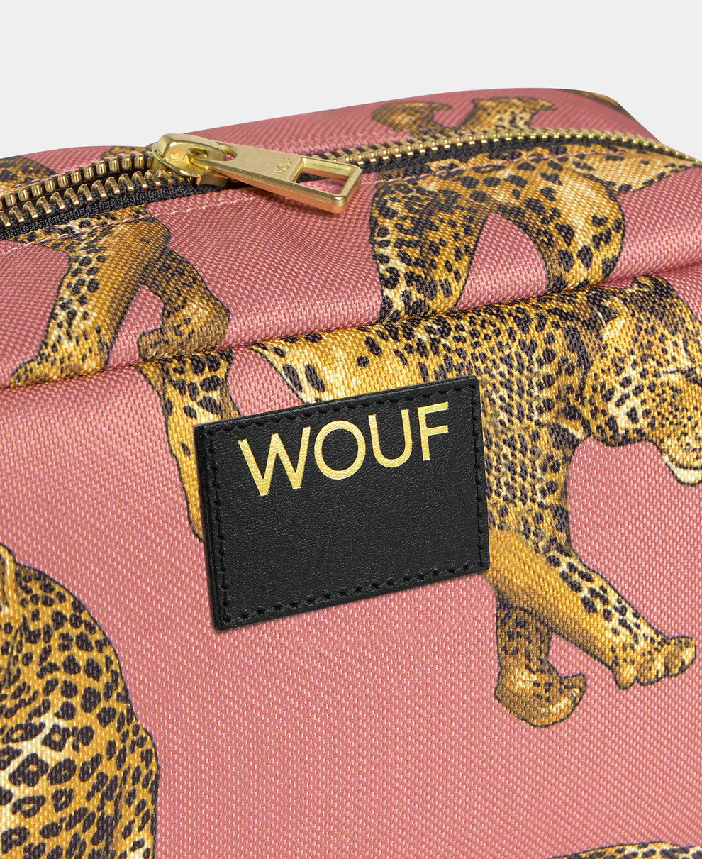 Blush leopard toiletry bag