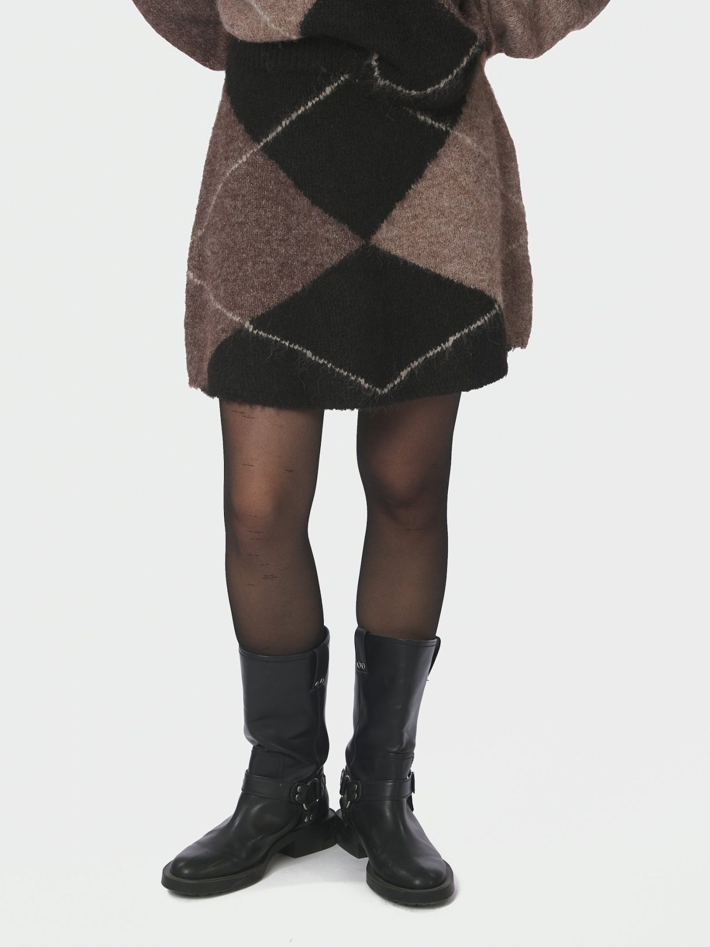 Gisa Check fluff Knit skirt