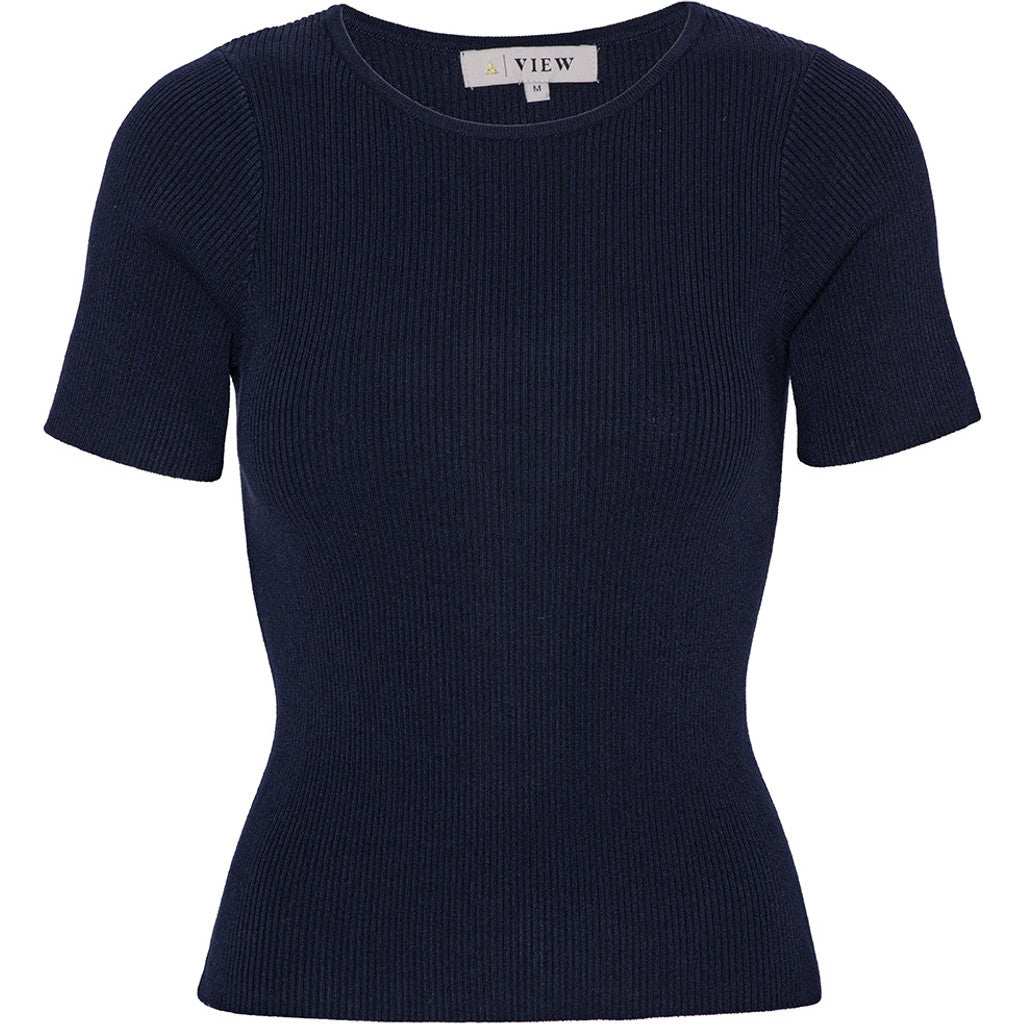 Rib knit short sleeve top