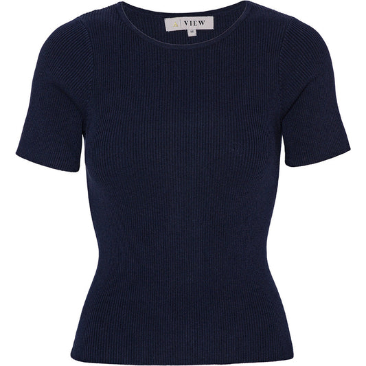 Rib knit short sleeve top