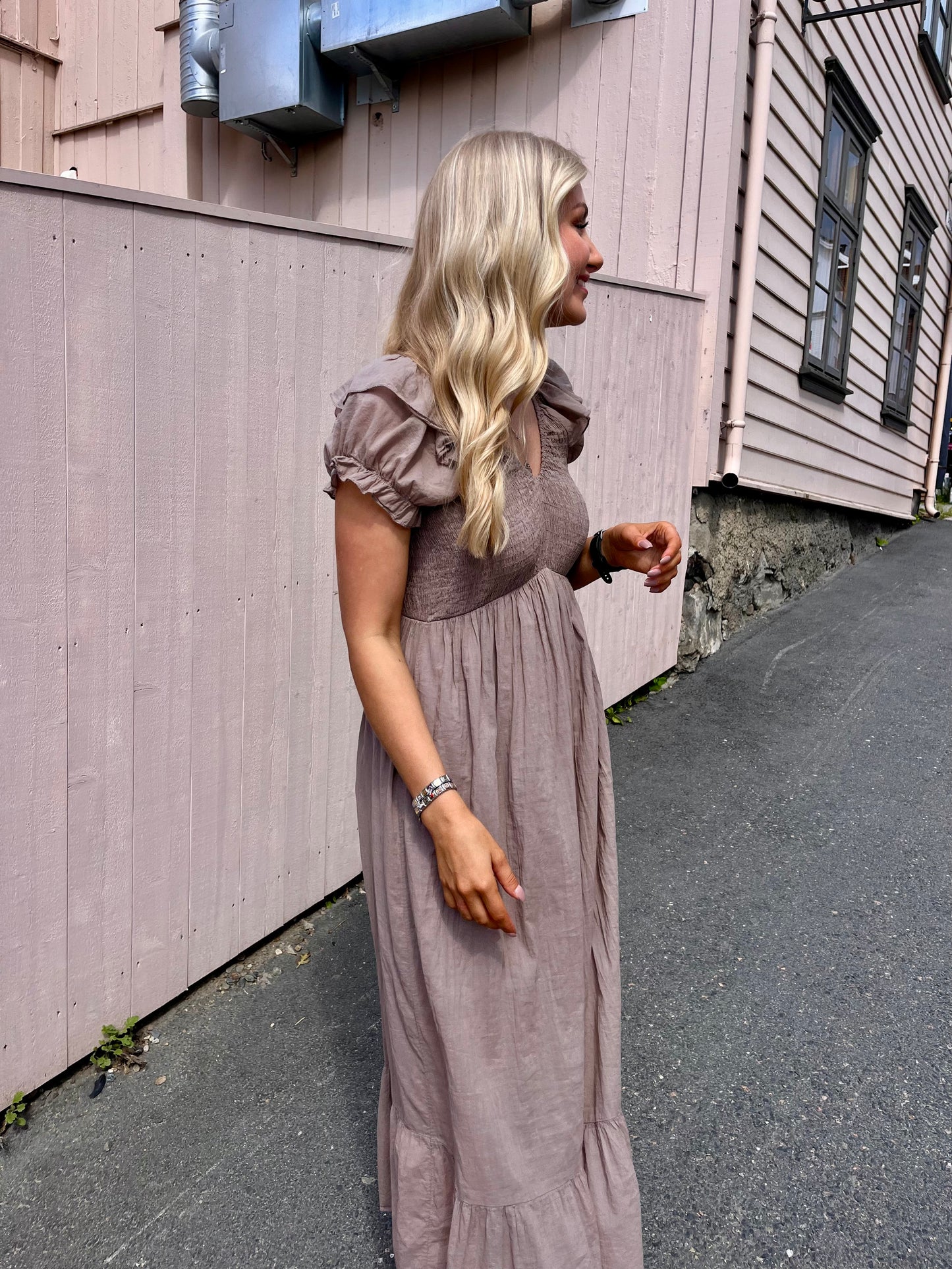 Taupe Smock Dress