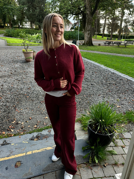 Strikket cardigan Burgunder