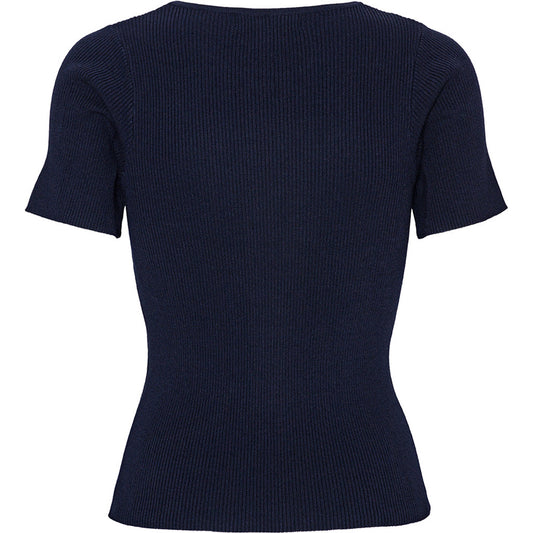 Rib knit short sleeve top