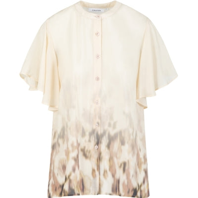 Ruffle top in floral border print