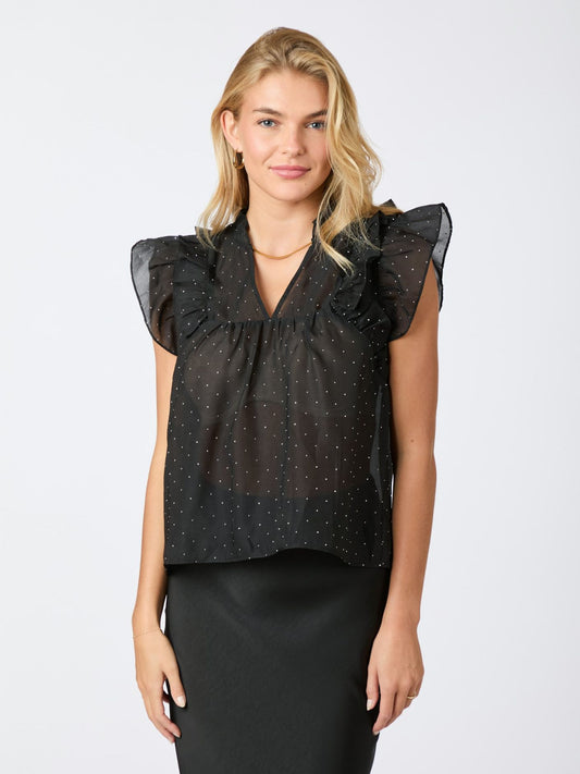 Jayla bedazzled top-Black