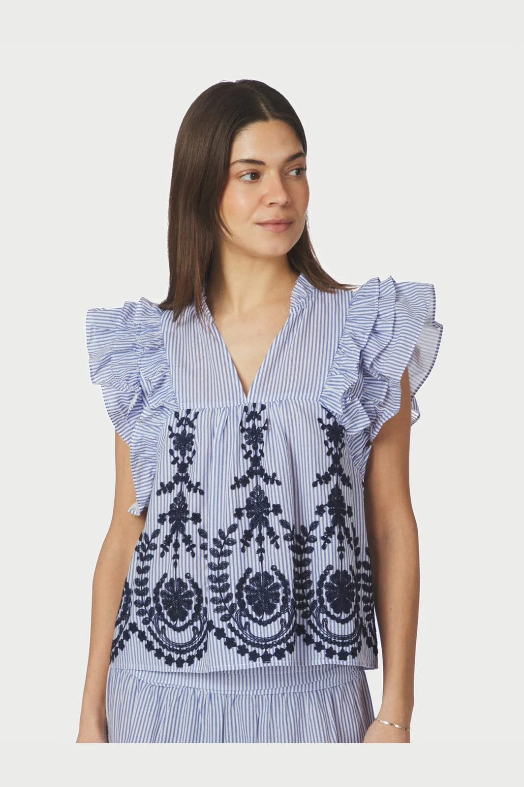 Jayla Stripe Embroidery Top