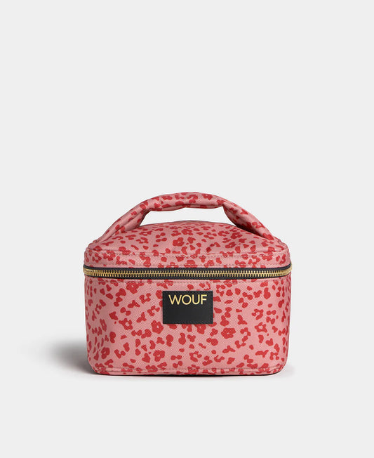Blush leopard vanity bag