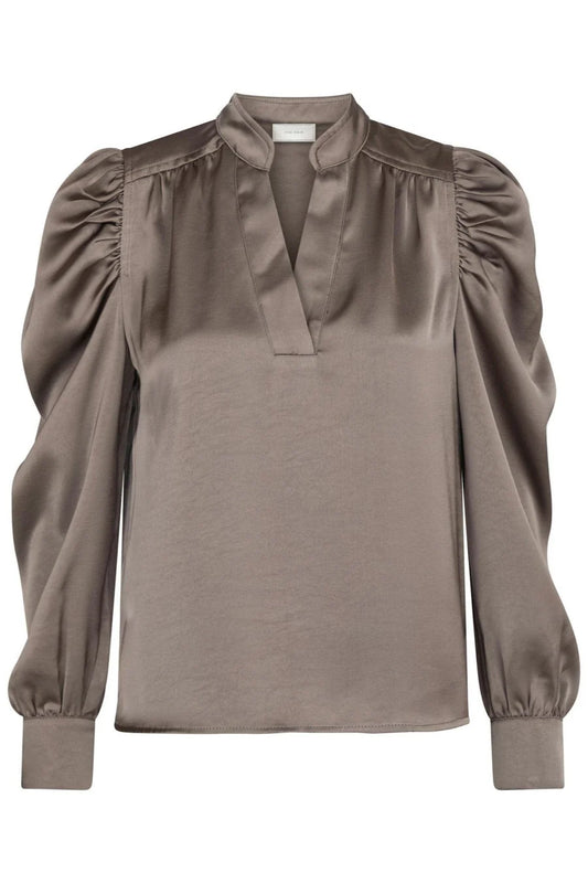 ROSSLYN HEAVY SATEEN BLOUSE WARM GREY