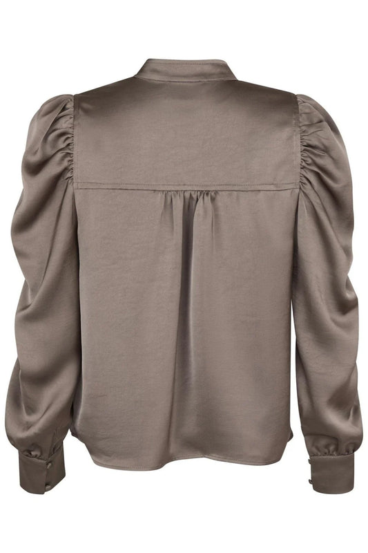 ROSSLYN HEAVY SATEEN BLOUSE WARM GREY