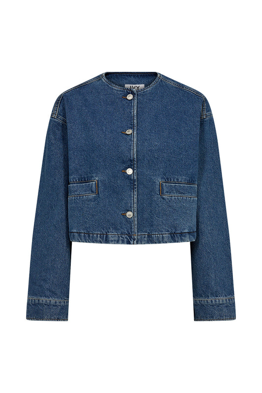 Heaven Collarless drop jacket wash
