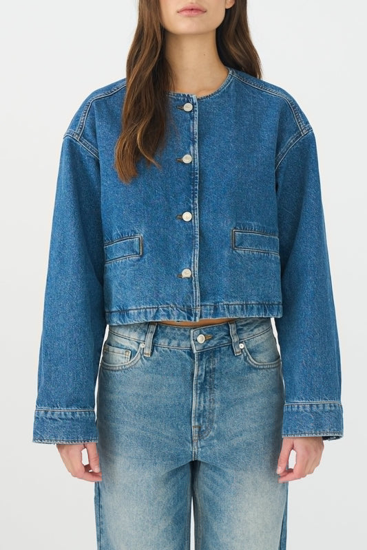 Heaven Collarless drop jacket wash