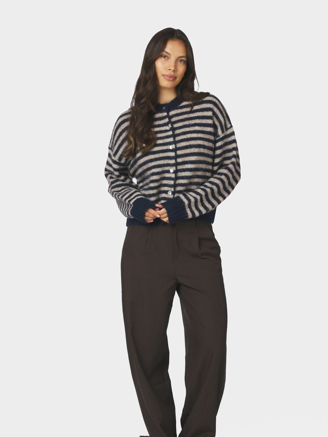 Isana Stripe Fluffy Knit Cardigan