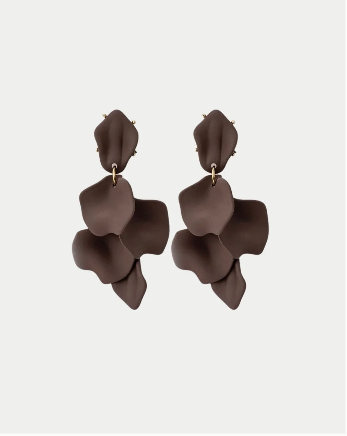 Leaf Earrings Matt - Mørk brun