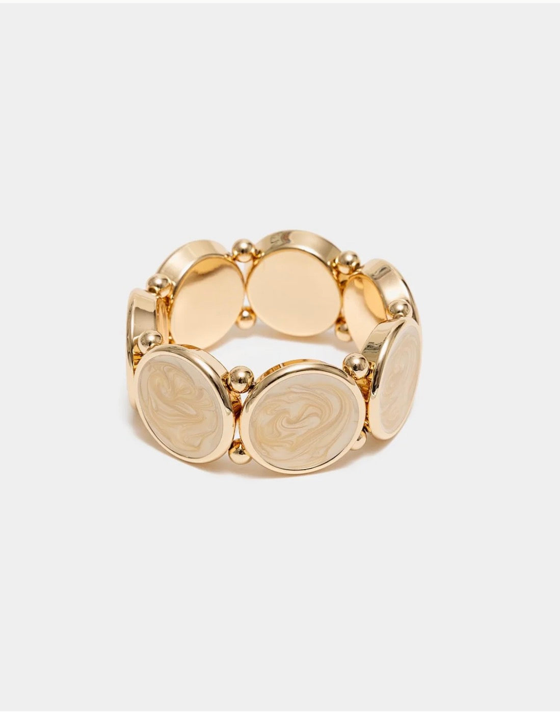 Ava Pearl Elastic Bracelet- Gold/Sand