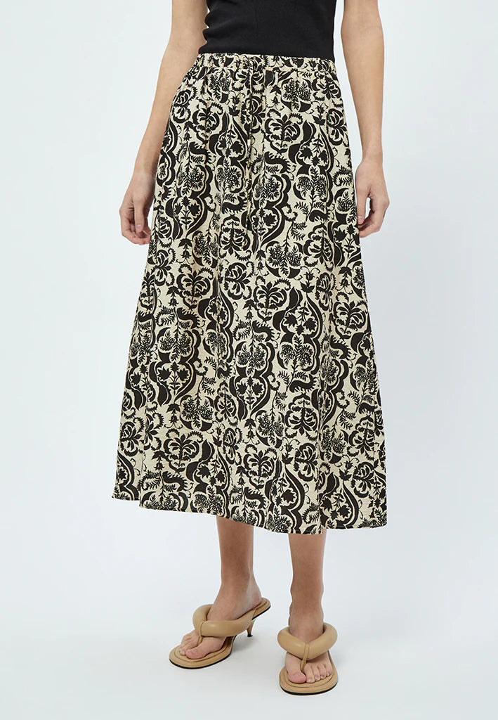 Liizia Midi Skirt-Sand Gray Print