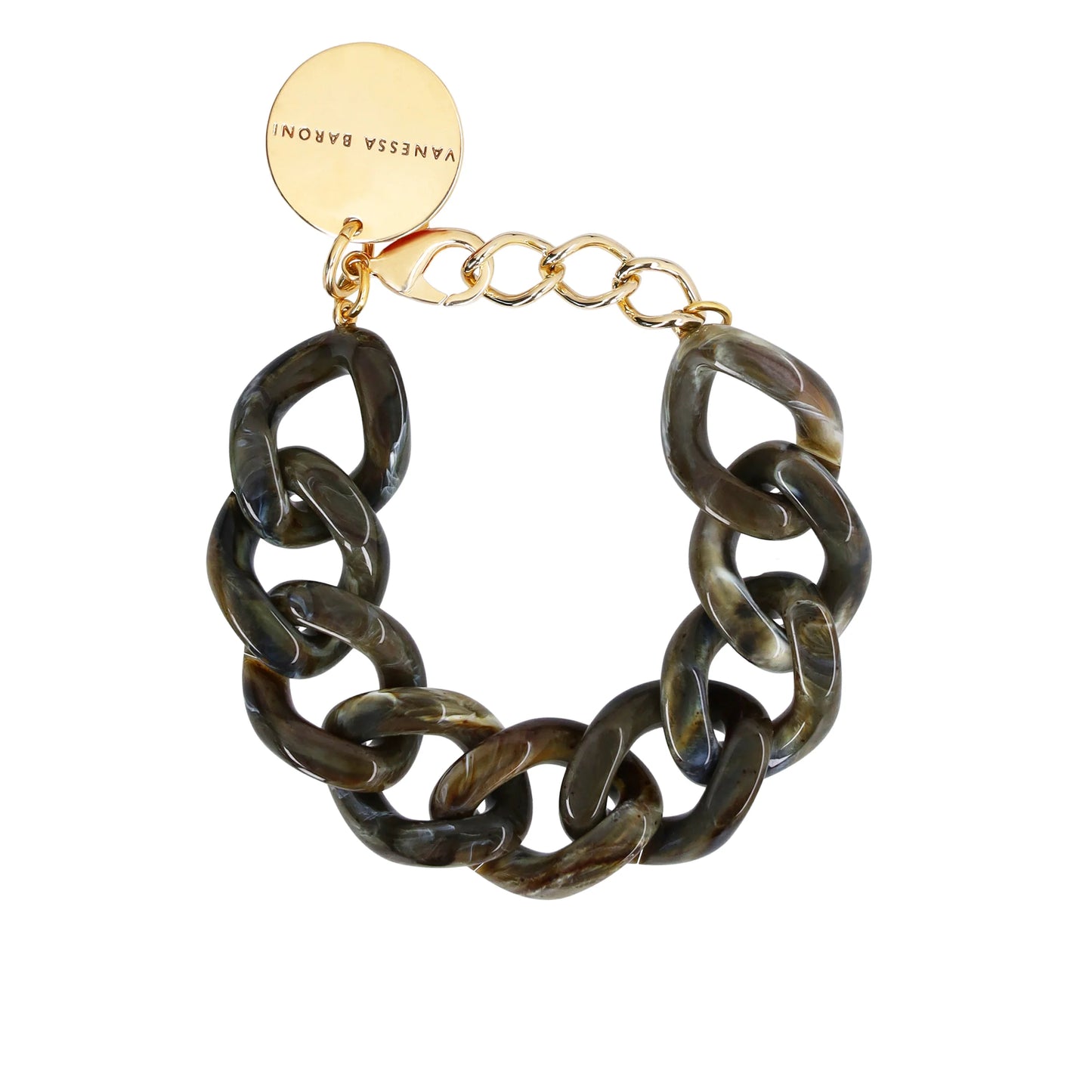 Flat Chain Bracelet-Khaki Marble