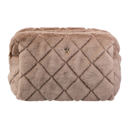 Faux Fur Quilted make-up pouch large