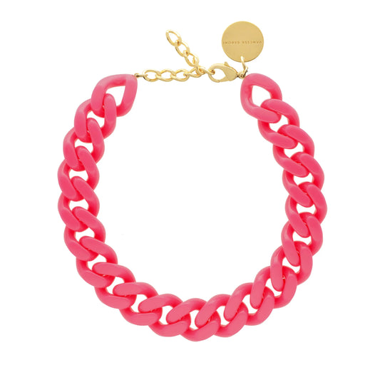 Flat Chain Necklace-Pink